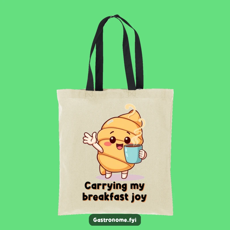 Funny Croissant Coffee Tote Bag - Morning Errands Funny Gift