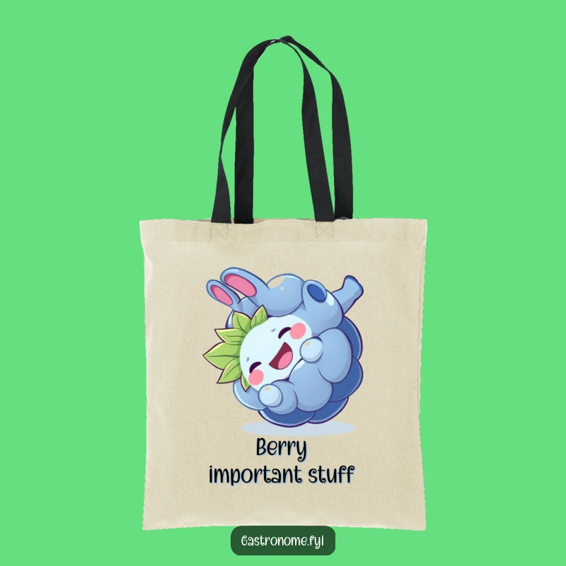 Funny Giggling Blueberry Tote Bag, Playful Fruit Carry-All
