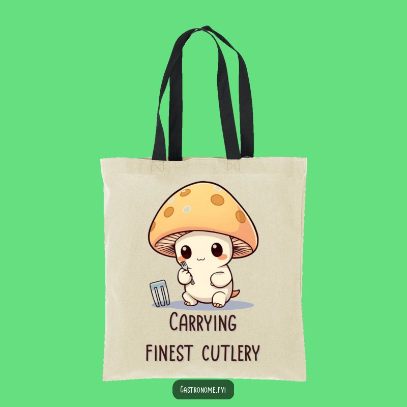 Funny Mushroom Polishing Fork Tote Bag: Whimsical Character, Perfect Funny Gift