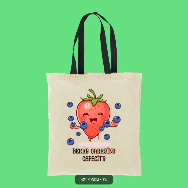 Funny Strawberry Juggling Blueberries Tote Bag: Carry Fruit Fun