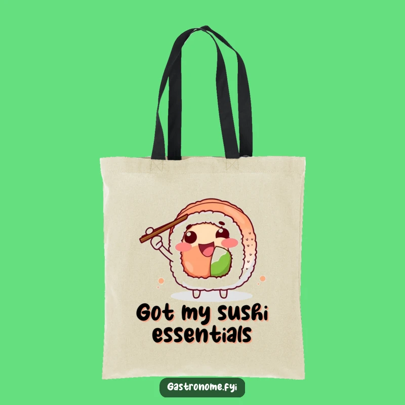 Funny Sushi Roll Tote Bag: Enthusiastic Character, Perfect Humorous Shopping Companion