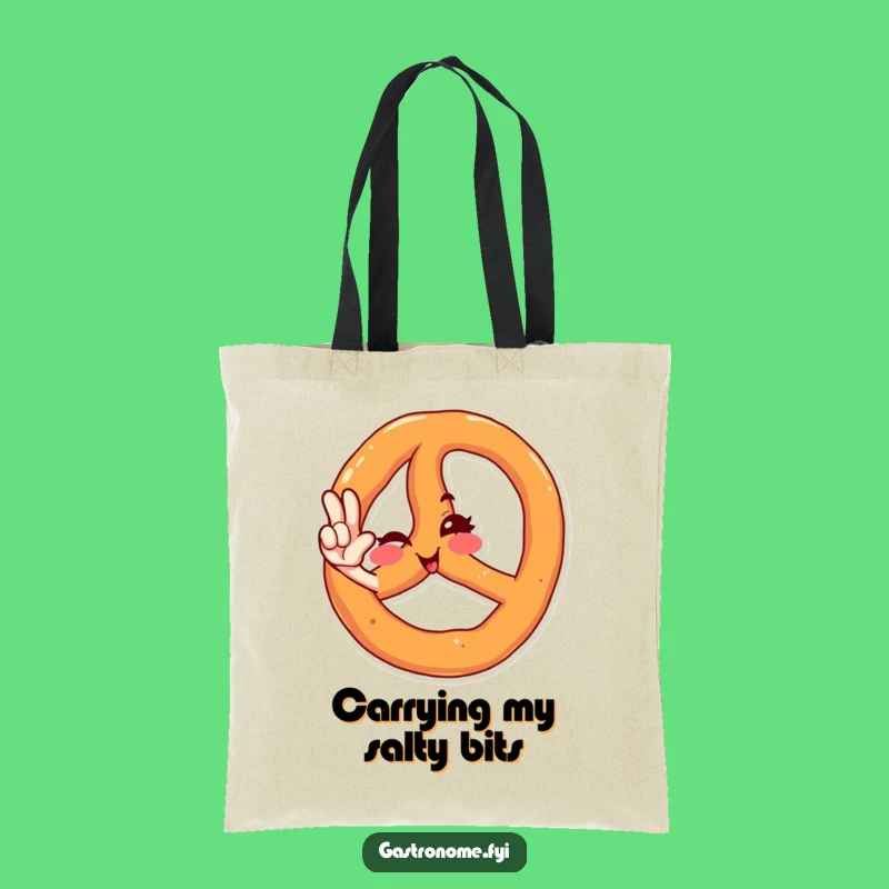 Funny Winking Pretzel Salute Tote Bag - Carry Your Humor in Style
