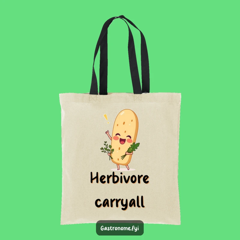 Funny Excited Baguette Tote Bag, Stylish Herb Grocery Bag