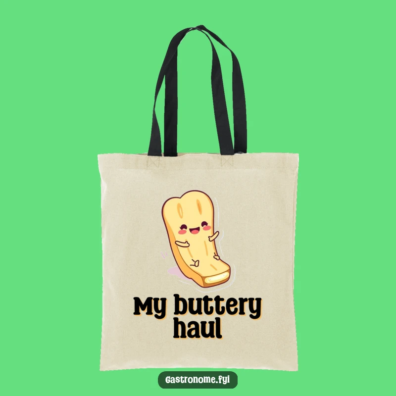 Funny Baguette Butter Tote Bag: Sliding Character, Perfect Humorous Grocery Hauler